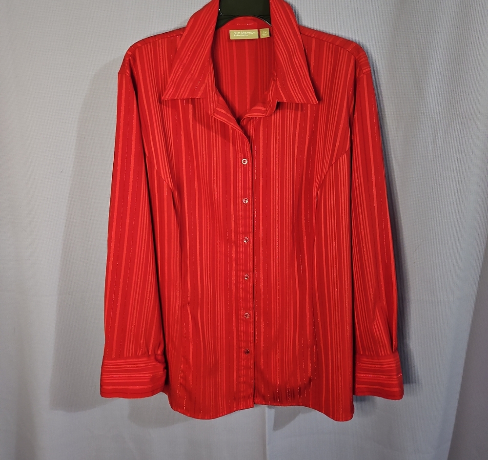 Croft & Barrow Red Striped Button Down Shirt